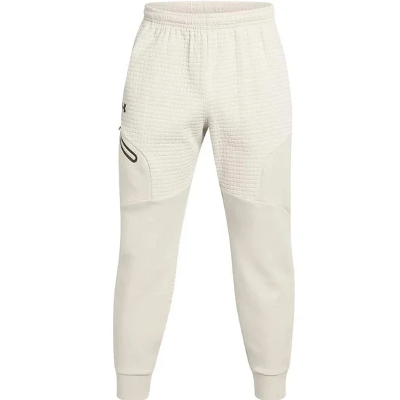 Under Armour Unstoppable Fleece Grid Joggers Cream 1386544-110 Men's‎ Size LARGE - Picture 7 of 15